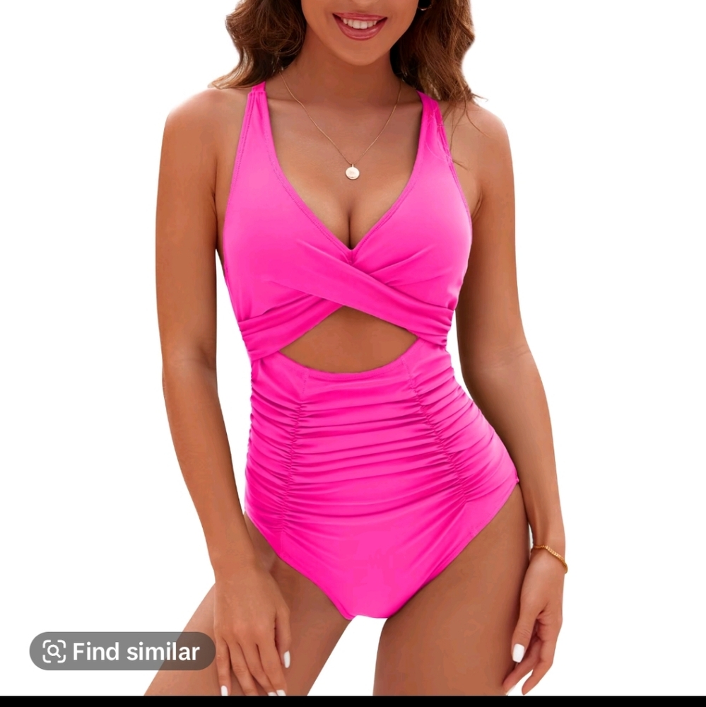 Blooming Jelly Pink One Piece Swimsuit Tummy Control And Pushup NWT Size XL
